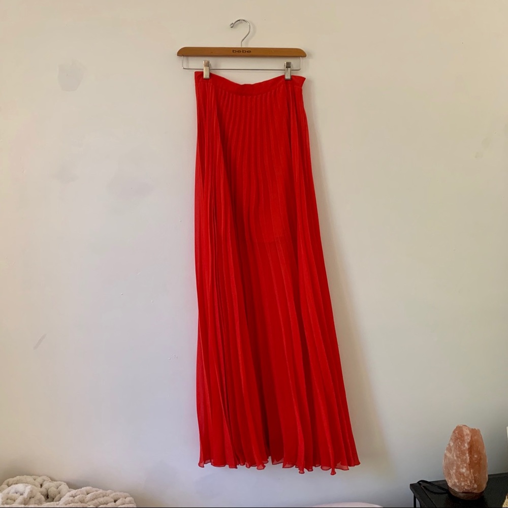 BEBE Bright Red Long Skirt